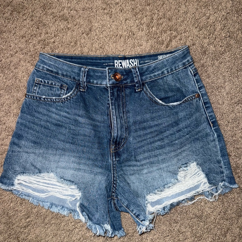 Rewash Distressed Blue Jean Shorts